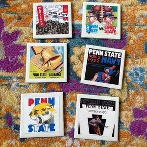 Six Vintage Ceramic Penn State Coasters